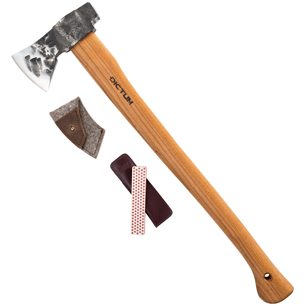 DICTUM® Bushman Axe, with Felt Sheath and Diamond Sharpener, Set