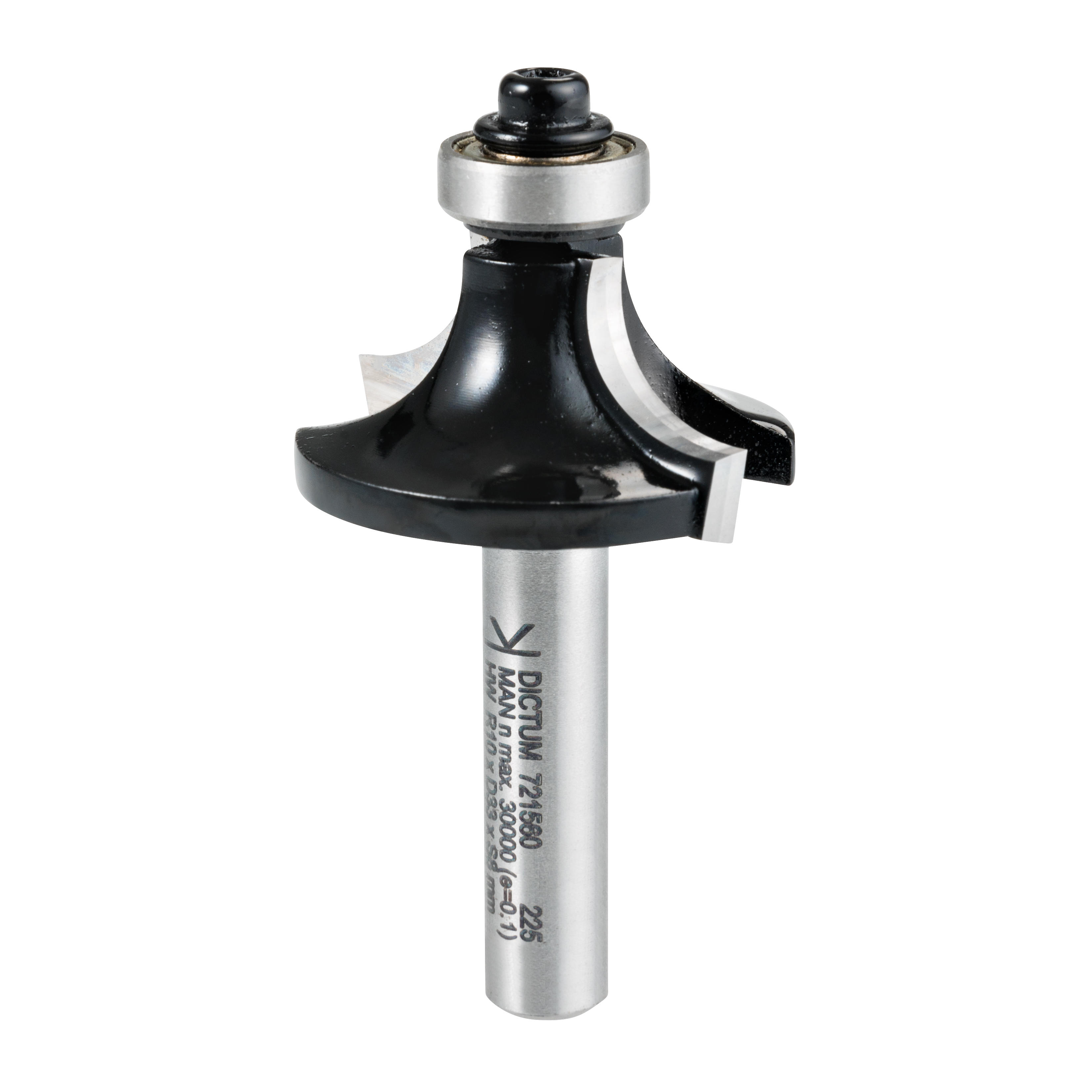 DICTUM® TC Round-over Router Bit with Ball Bearing, Shank Ø 8 mm, R 10 mm |  721560 | 721560