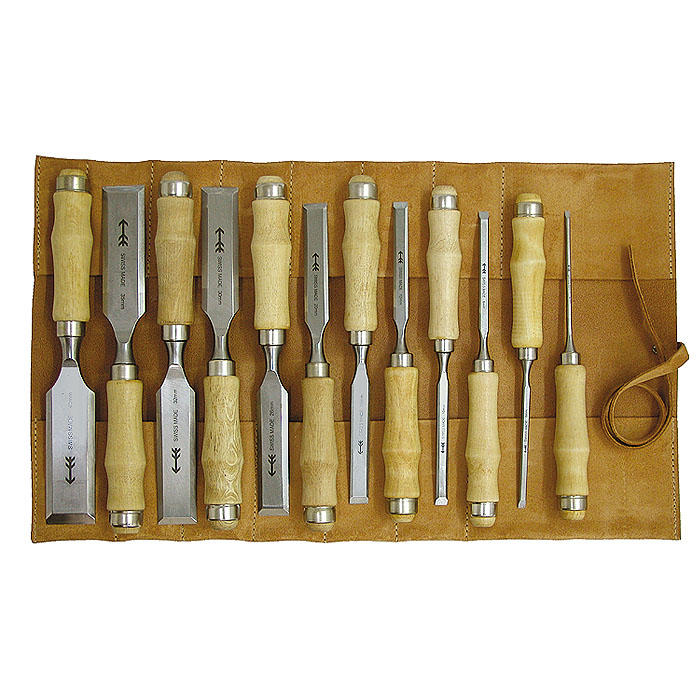 Pfeil® Stechbeitel-Satz, 12-teilig in Lederrolltasche