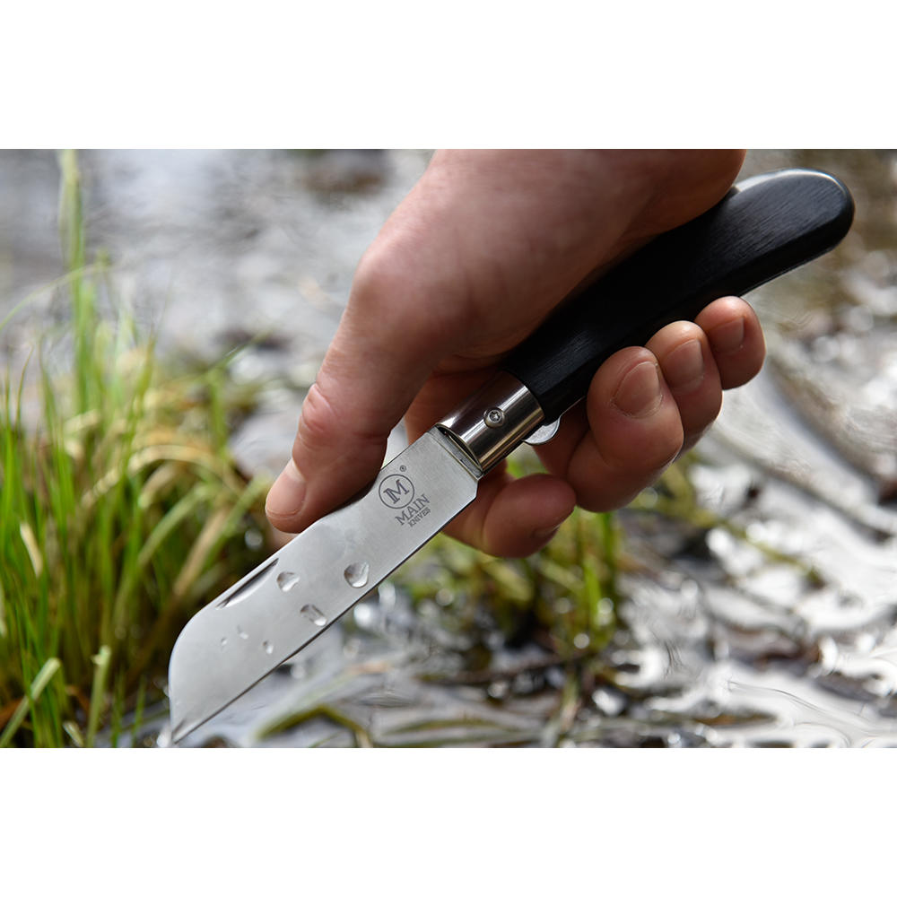 MAIN »German Line« Folding Knife, Sheep Foot, Black Pakka Wood