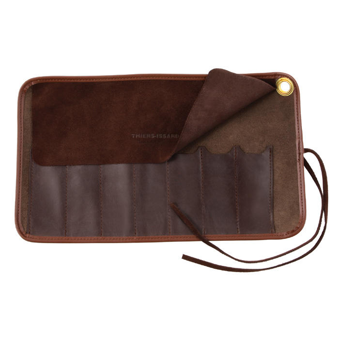 Borsa arrotolabile in pelle per coltello a serramanico o rasoio
