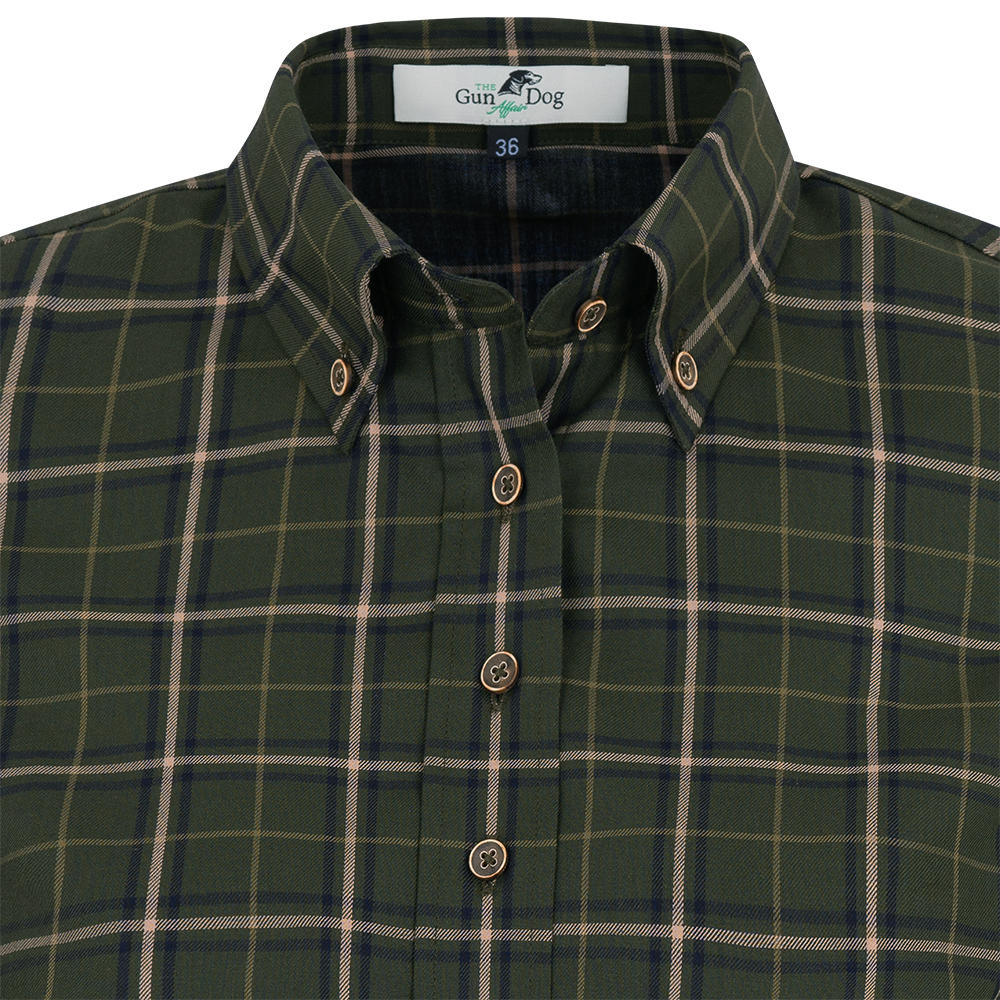 Button-Down-Bluse, Karo, grün/beige