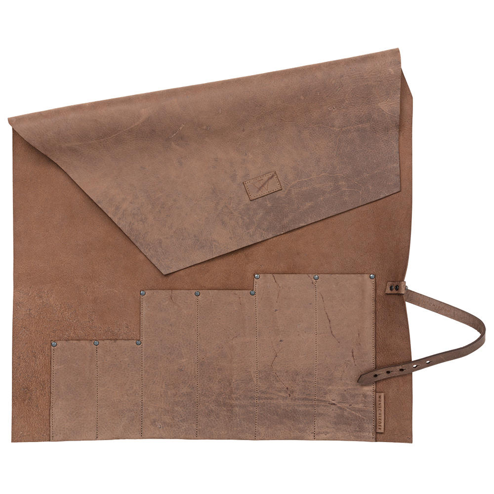 Messer-Rolltasche, Pferdeleder, 6 Fächer, rinde