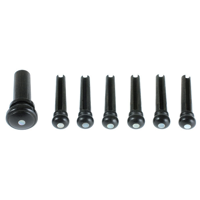 Set Bouton et chevilles, ébène avec pastille, 7 pièces