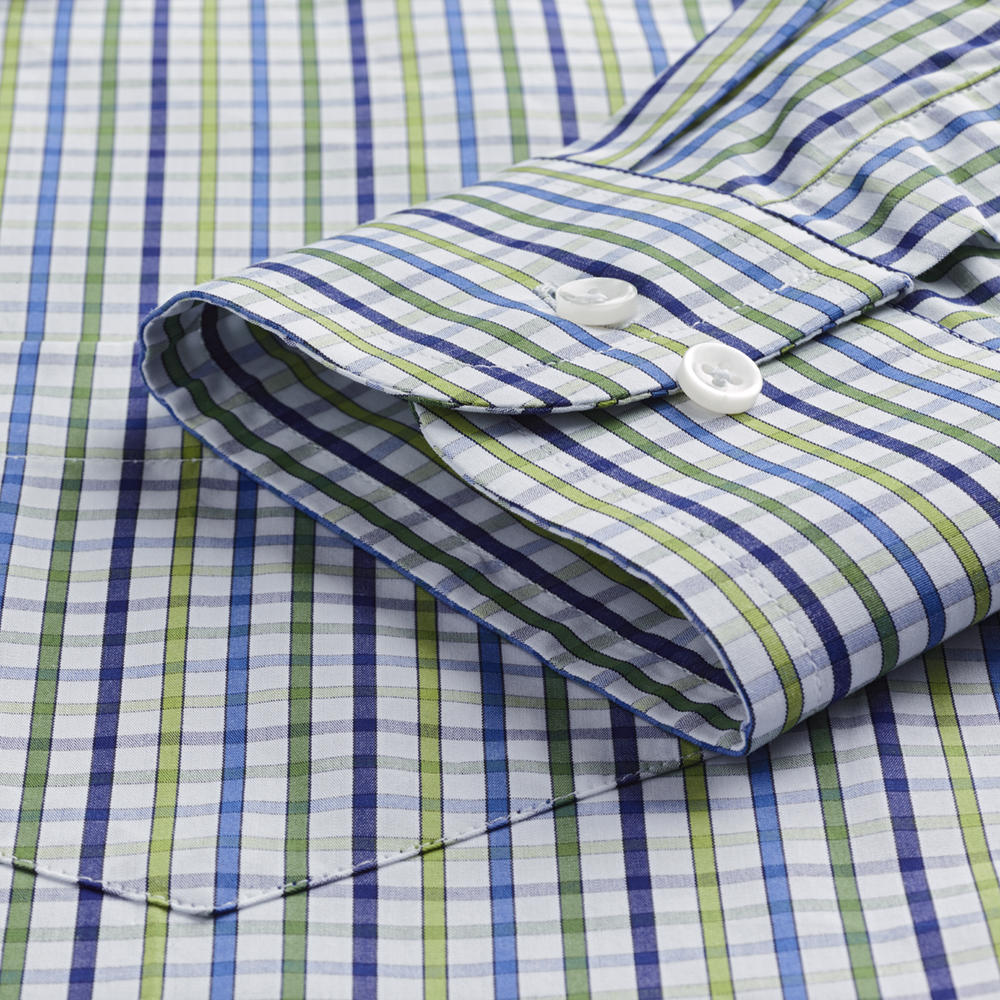 Men's Shirt, Chequered, Blue/Green/White, Convertible Cuffs