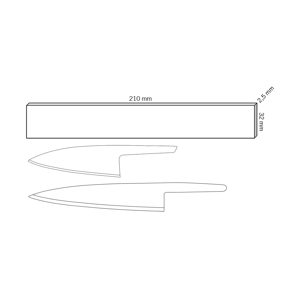 Damasteel® DS93X™ Bifrost™ Damascus Steel, 32 x 2.5 x 210 mm