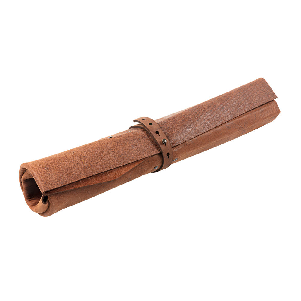 Deluxe Knife Roll, Horse Leather with Kevlar® Reinforcement, 4 Pockets, Cognac