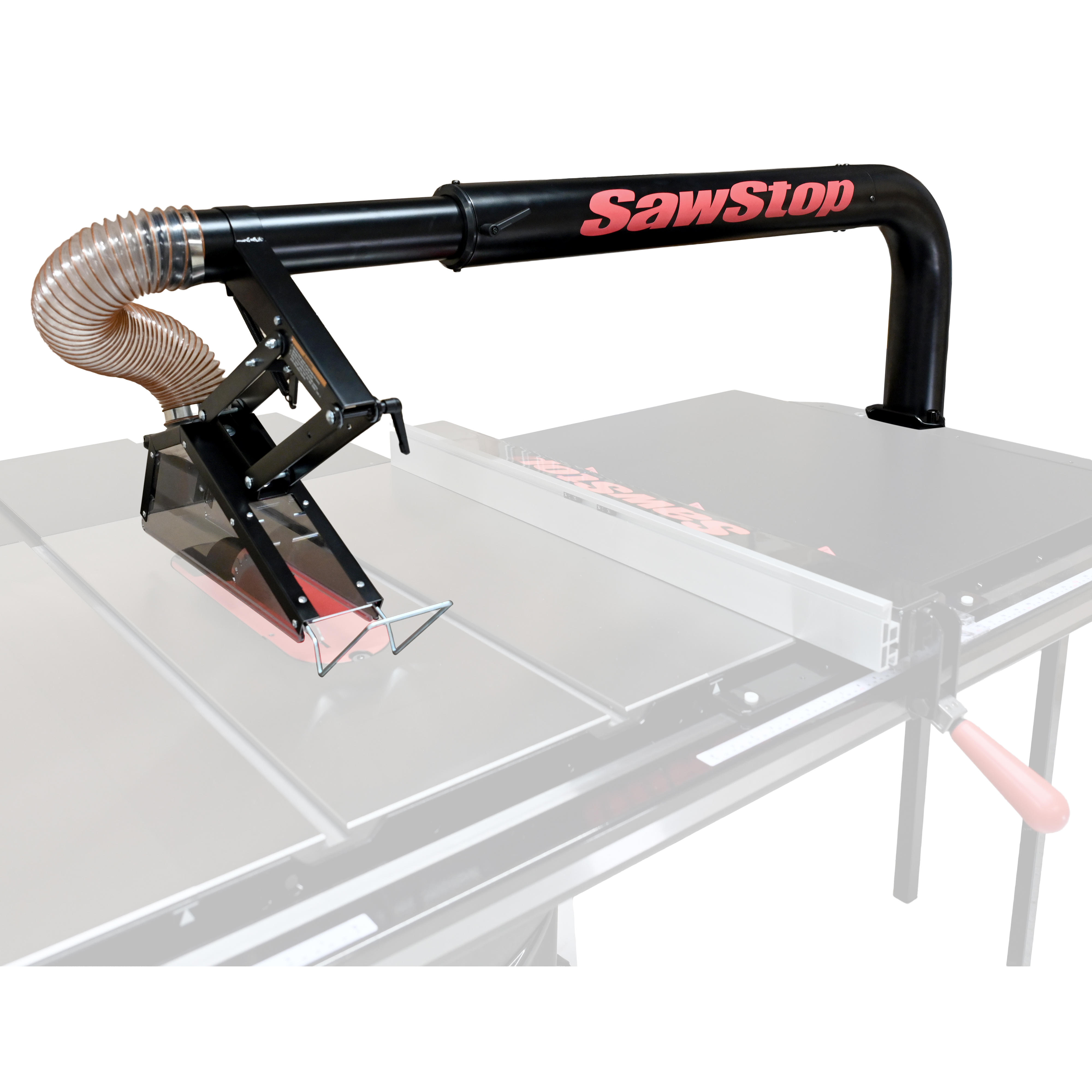 Système d'aspiration télescopique SawStop à bras supérieur