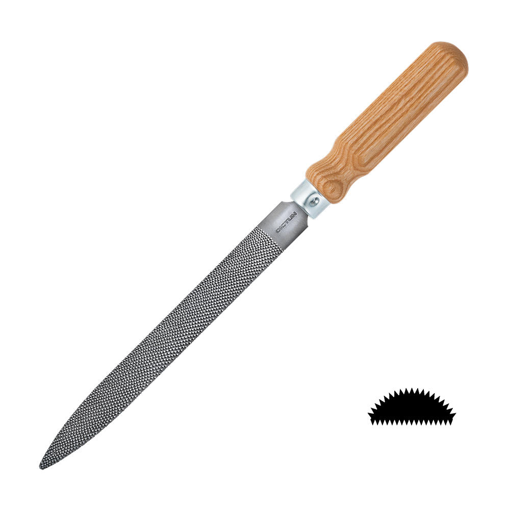 DICTUM® Precision Rasp, Half-round, with Handle, Cut 5, Cut Length 200 mm