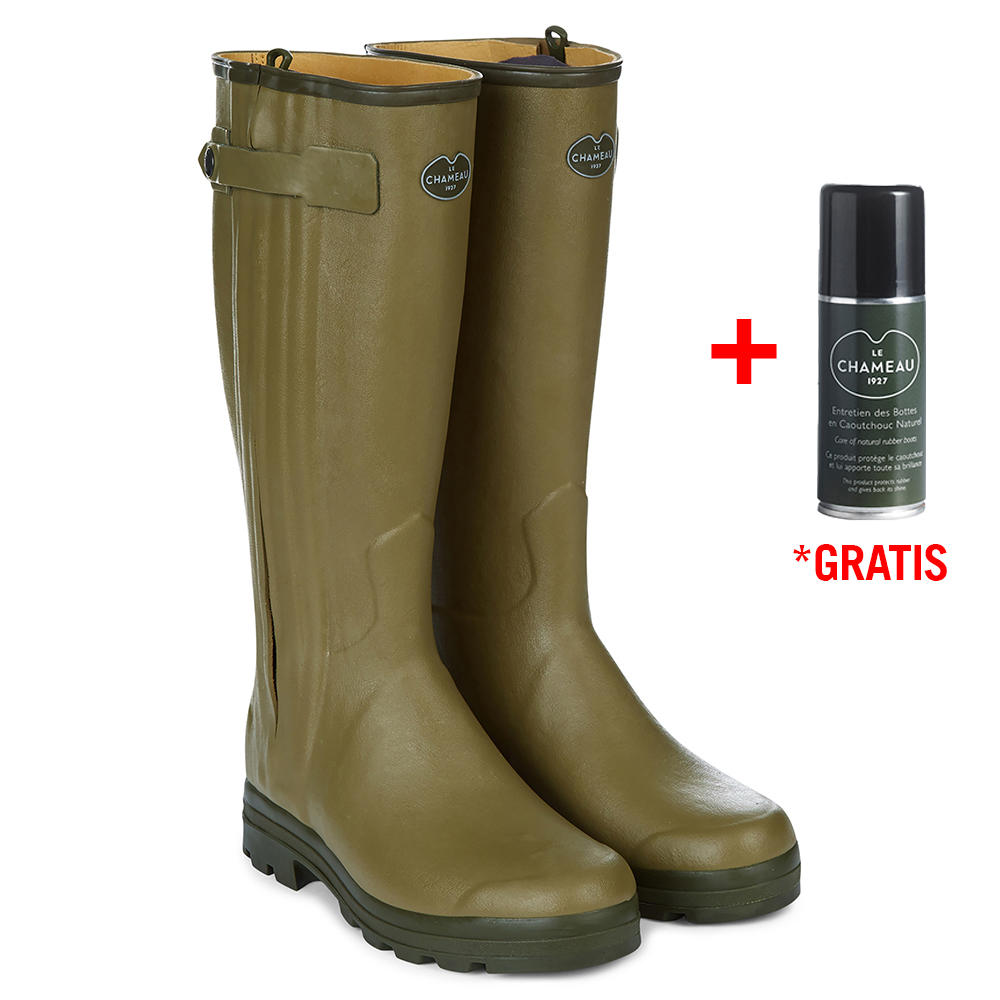 Le Chameau Herren-Gummistiefel Chasseur, Lederfutter vert