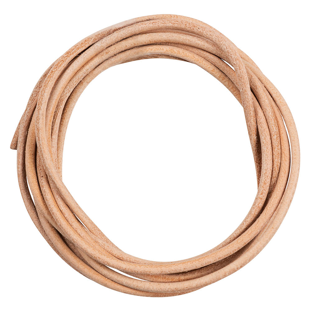 Cinghia in pelle bovina Ø 2,5 mm, rotonda, colore naturale, 1,8 m