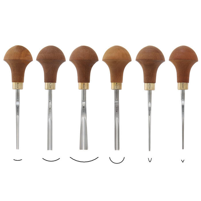 Jeu de ciseaux de sculpture pour bois et linoléum Pfeil® B, 6 pièces
