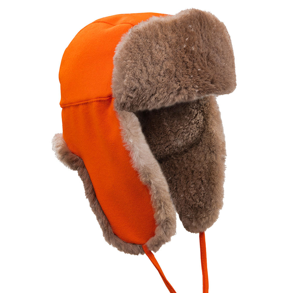 Fur Cap for Drive Hunting, Sheared Red Fox/Loden