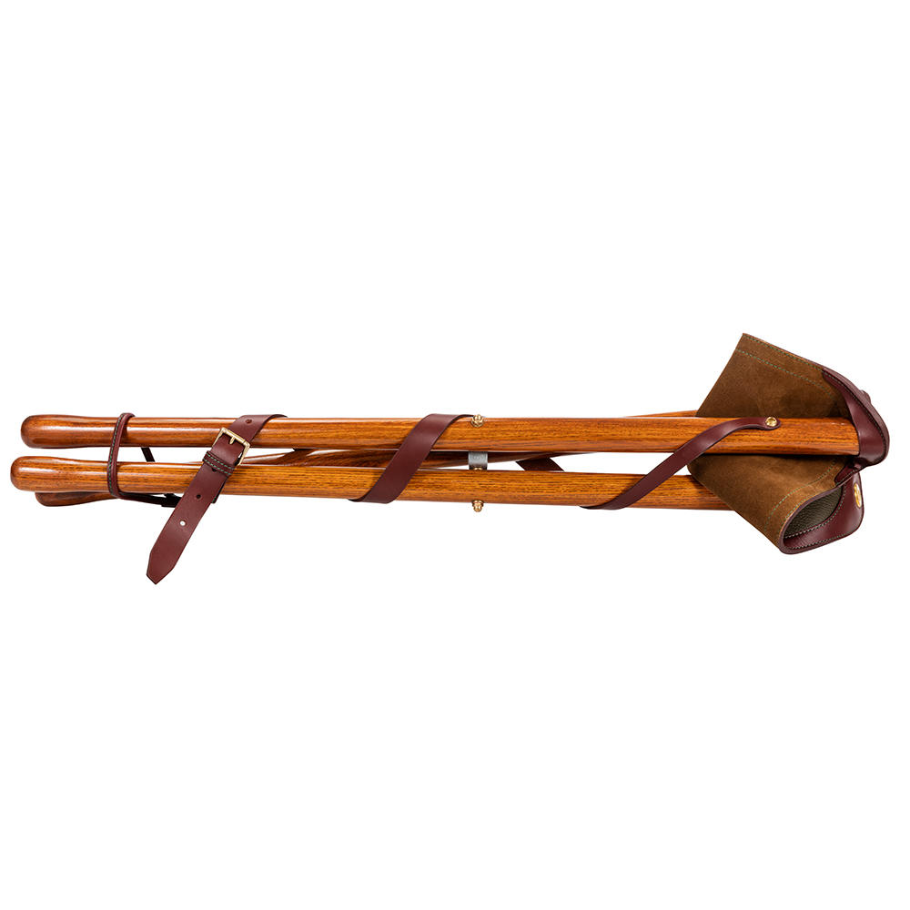 Alexandre Mareuil Hunting Chair, Leather/Wood, Khaki, 70 cm