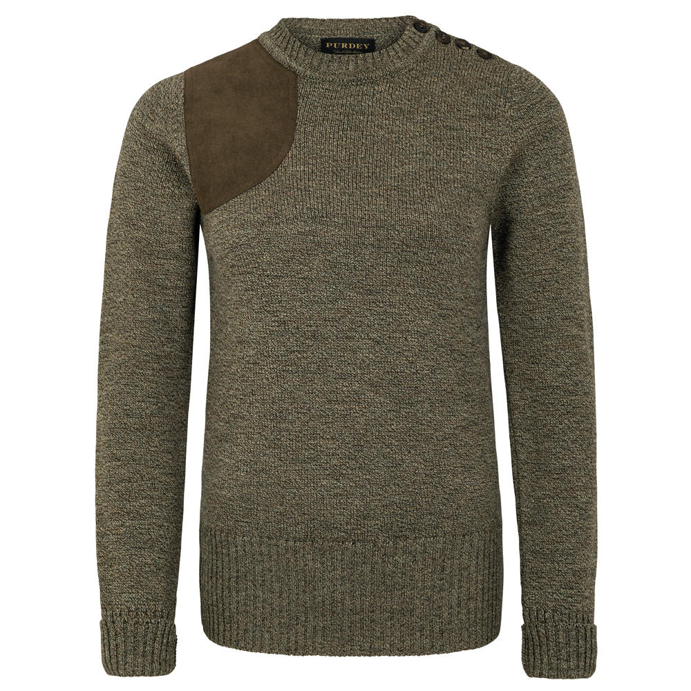 Purdey Ladies Shooting Sweater, One Shoulder, Green
