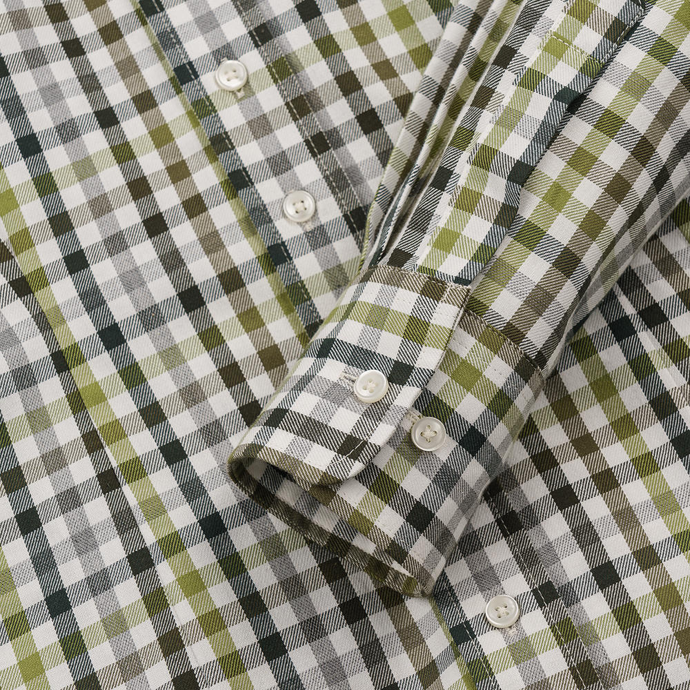 Camicetta da donna, cotone, a quadri, verde/verde oliva/bianco
