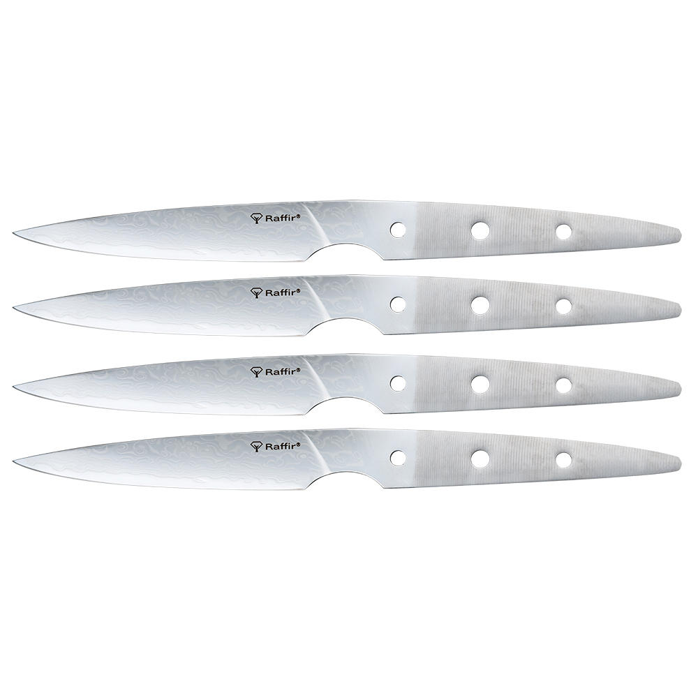 Raffir® Steak Knife Blades, VG10 Damascus, 4-piece Set