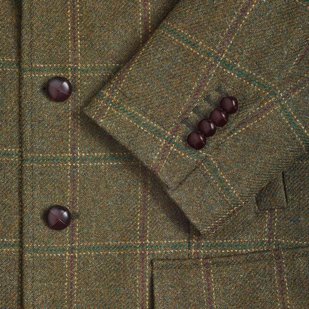 Herren Tweed-Jagdjacke, Karo, grün