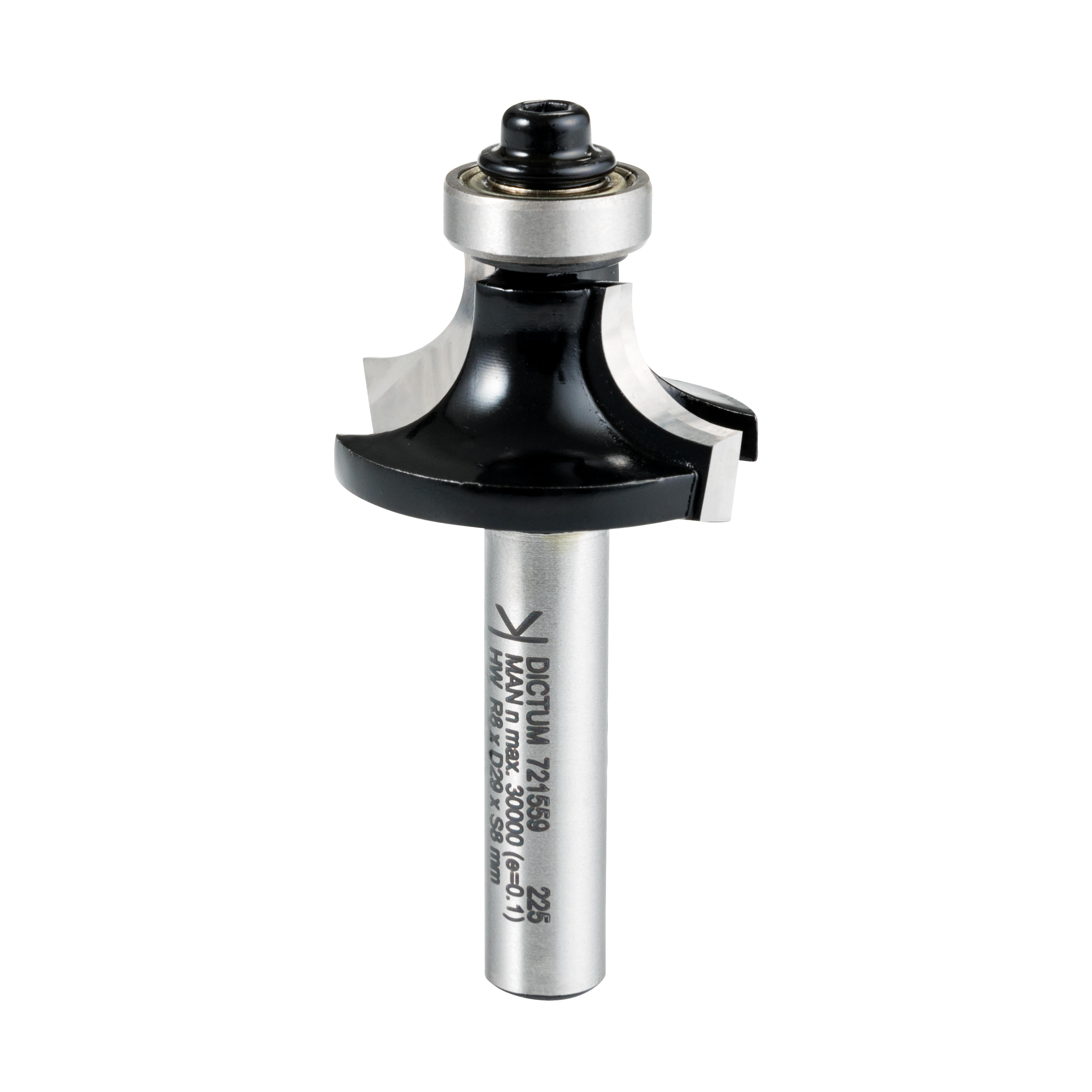 DICTUM® TC Rounding Router Bit with Ball Bearing Shank Ø 8 mm R 8 mm DICTUM® TC Rounding Router Bit with Ball Bearing Shank Ø 8 mm R 8 mm