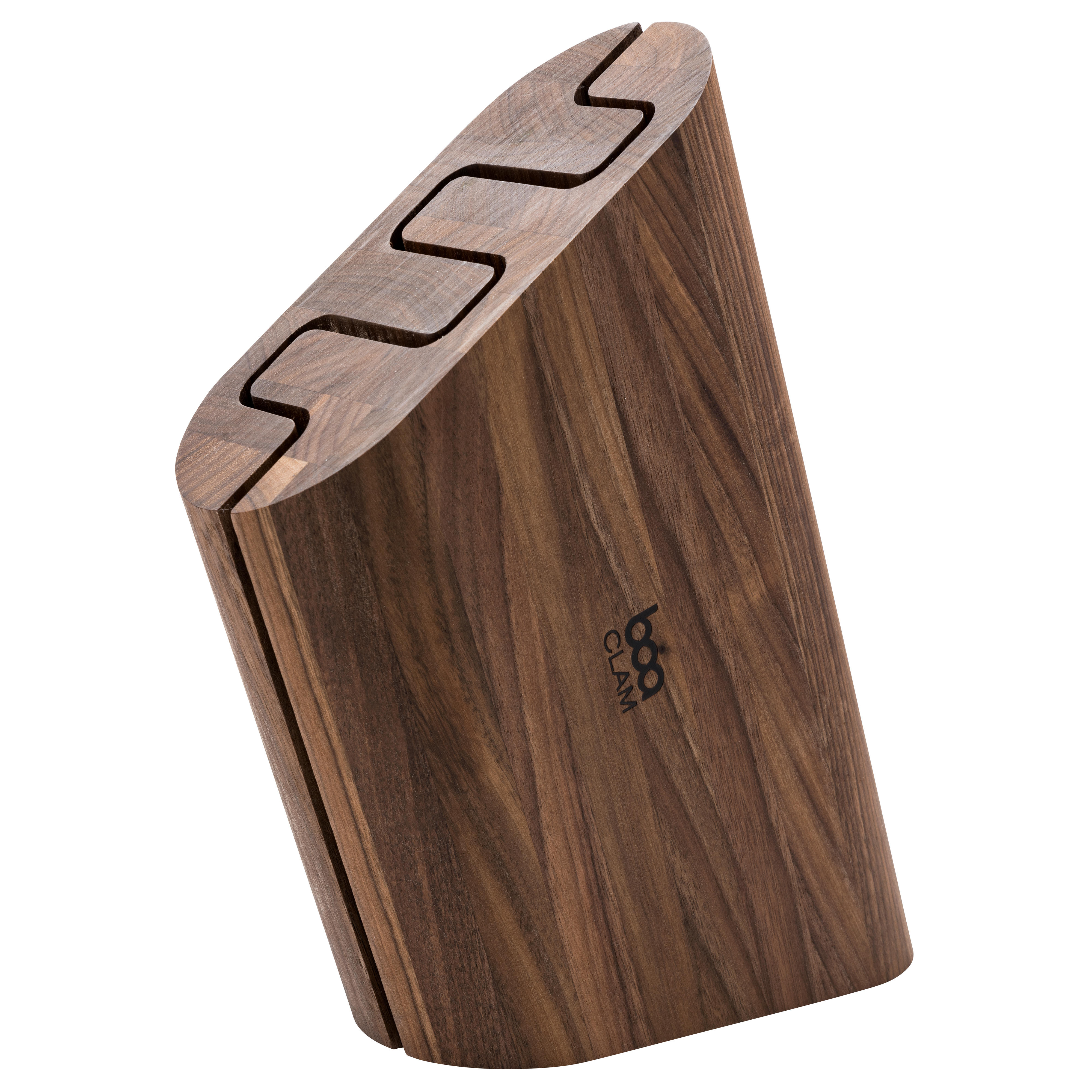 »Curve Clam« Knife Block, Walnut
