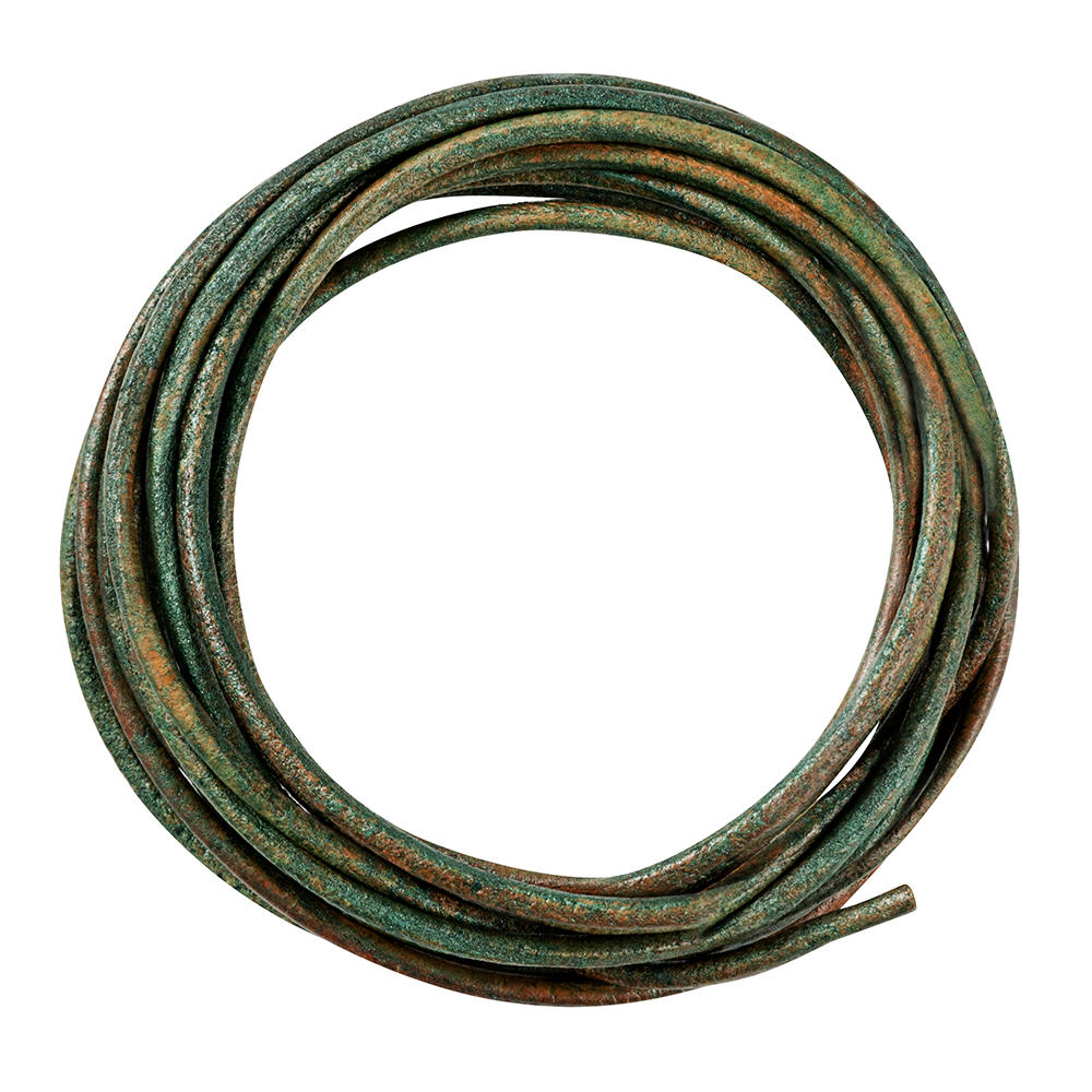 Rindslederriemen Ø 2 mm, rund, antik-grün, 1,8 m