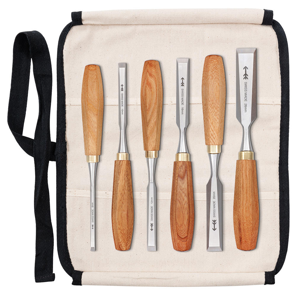Pfeil® Paring Chisels, 6-Piece Set, with Cotton Tool Roll 