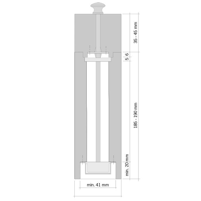 Mécanisme de broyage LIDREWA, set sel et poivre, tige 230 mm, jeu de 2 pièces