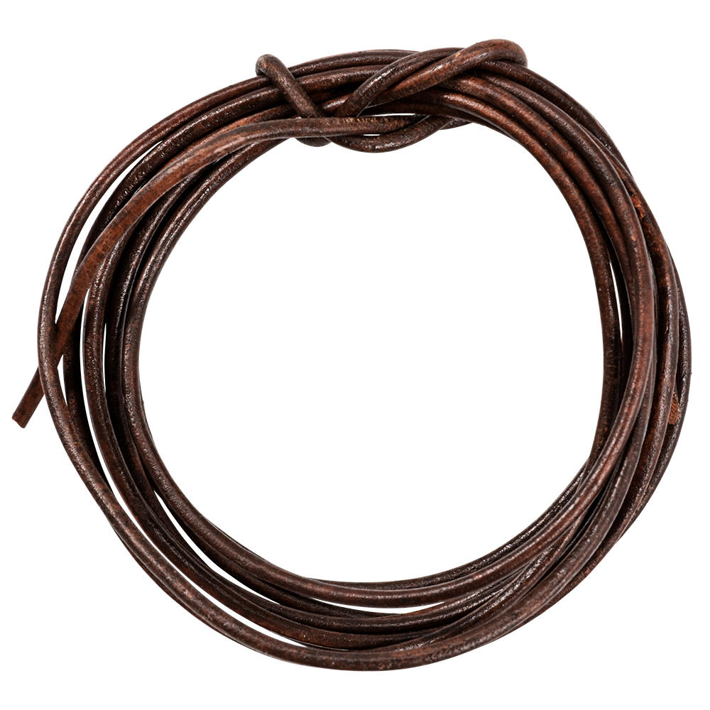 Cinghia in pelle bovina Ø 2 mm, rotonda, colore marrone antico, 1,8 m