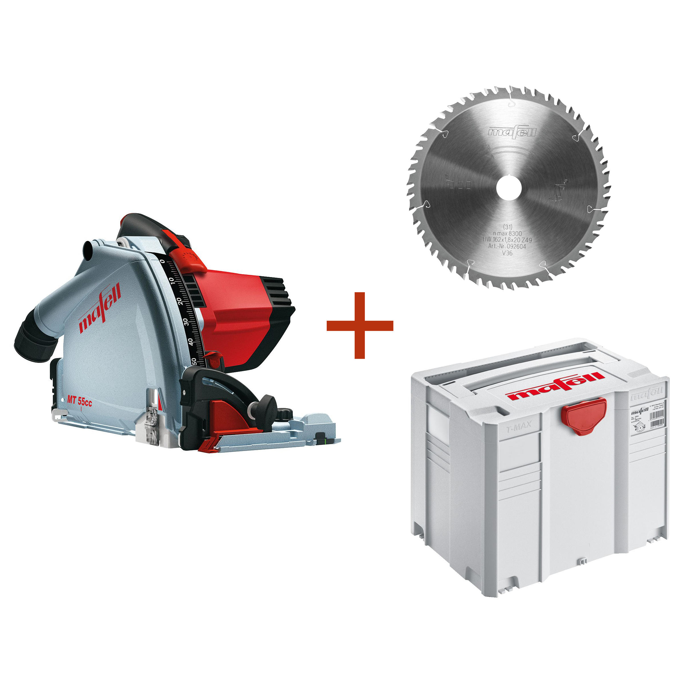 AKTION: MAFELL Fan-Set Tauchsäge MT 55 CC MidiMax mit Extra-Sägeblatt KSB-WF 162