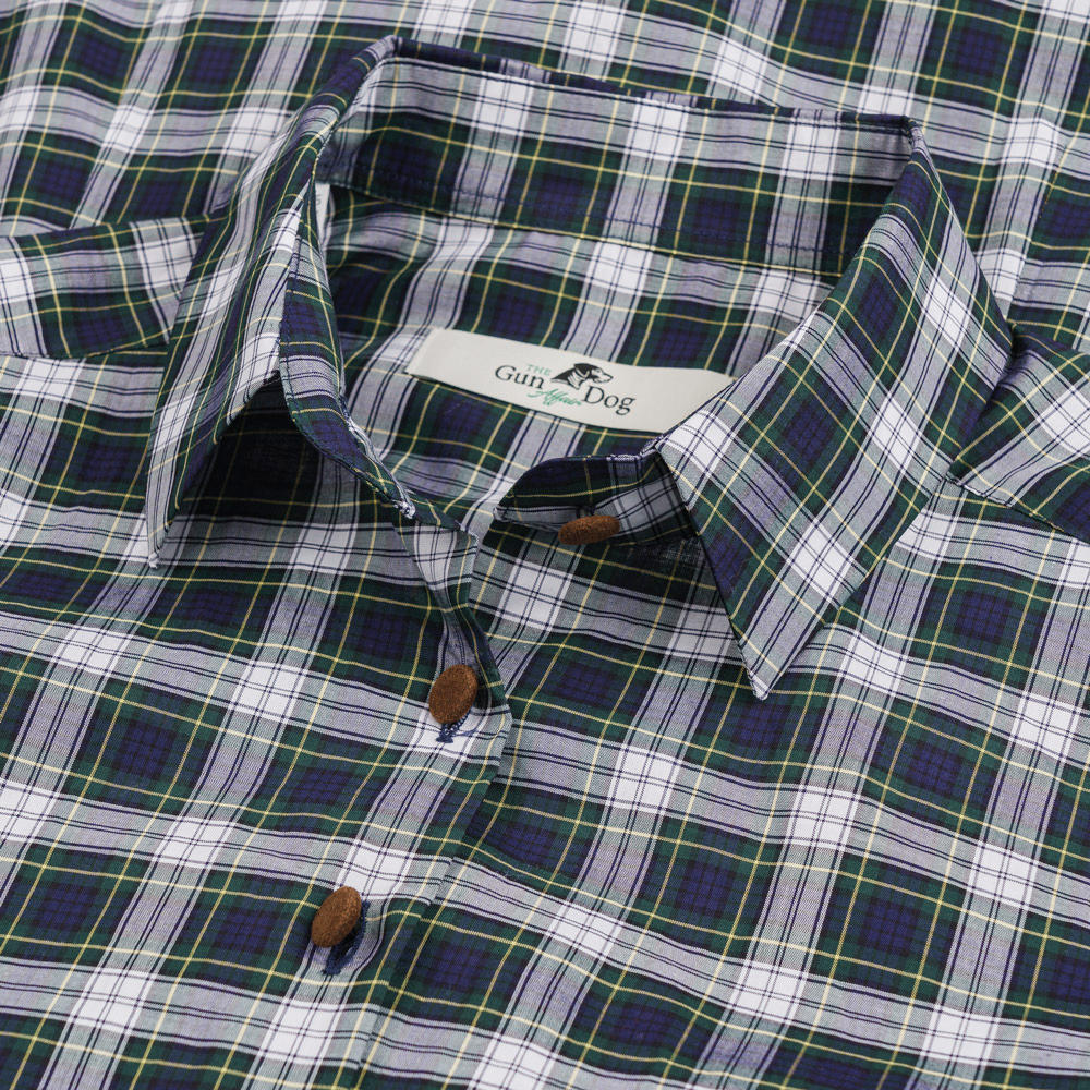 Damenbluse Karo mit Patches, grün/blau/weiß