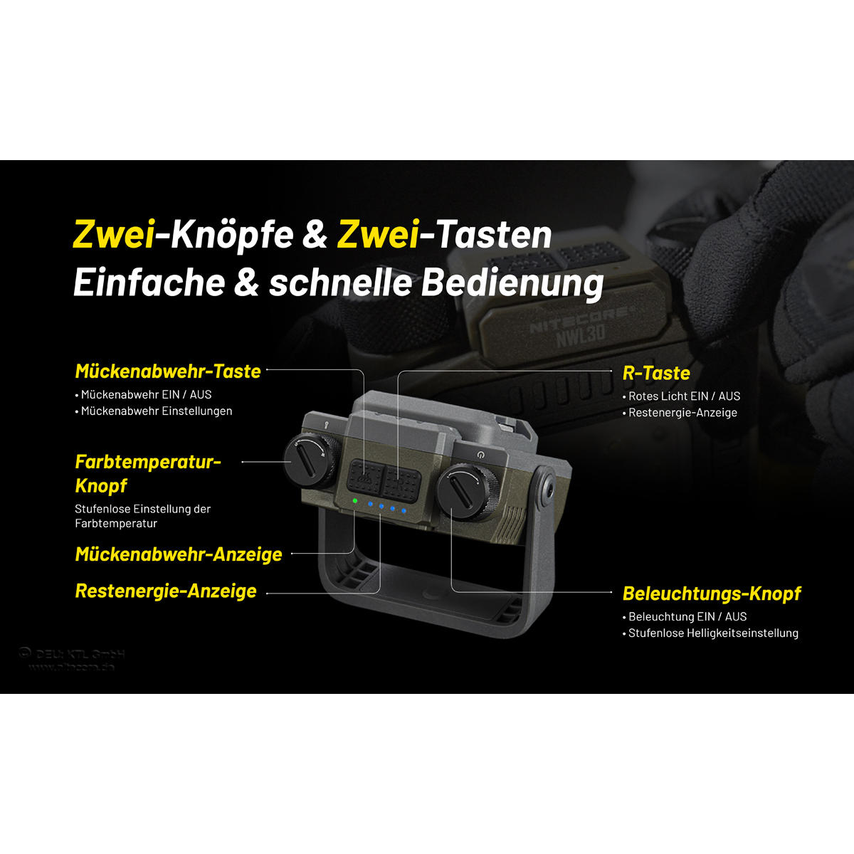 Lampe de travail et de plein air 3 en 1 Li-Ion Nitecore® NWL30 3, 3000 lm