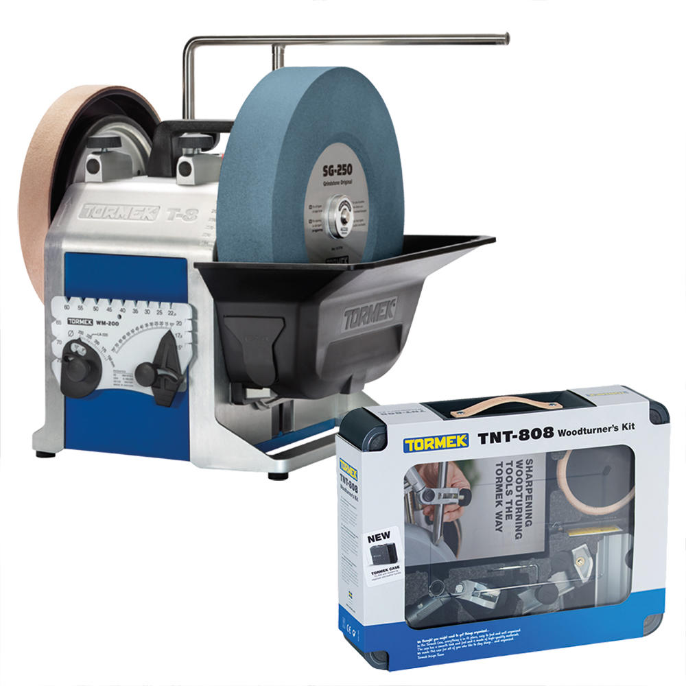 Tormek® T-8 Original con mola »Blackstone Silicon« e kit disp. tornitura TNT-808