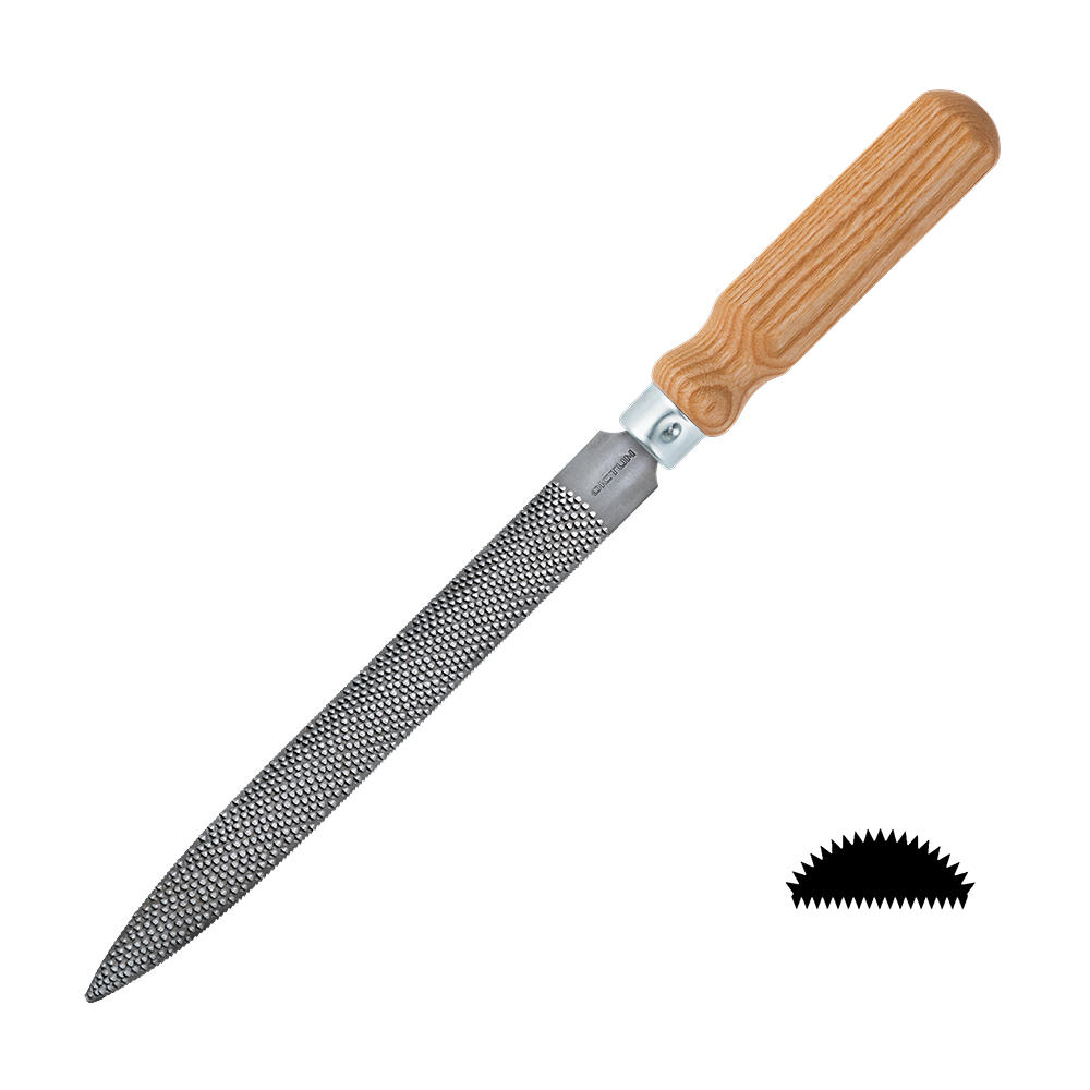 DICTUM® »Flat Cut« Precision Rasp, Half-Round, w. Handle, Cut 4, Cut Length 200