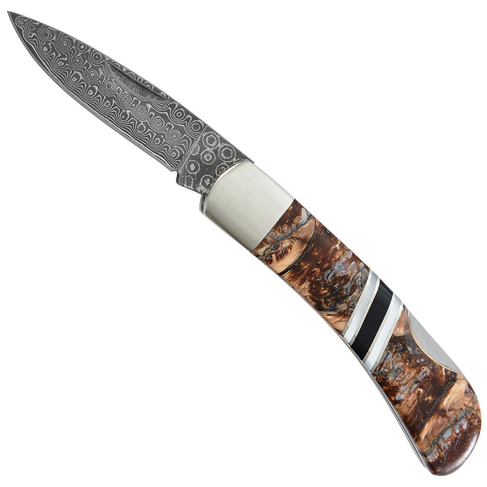 Coltello a serramanico Damasco Stoneworks, molare di mammut