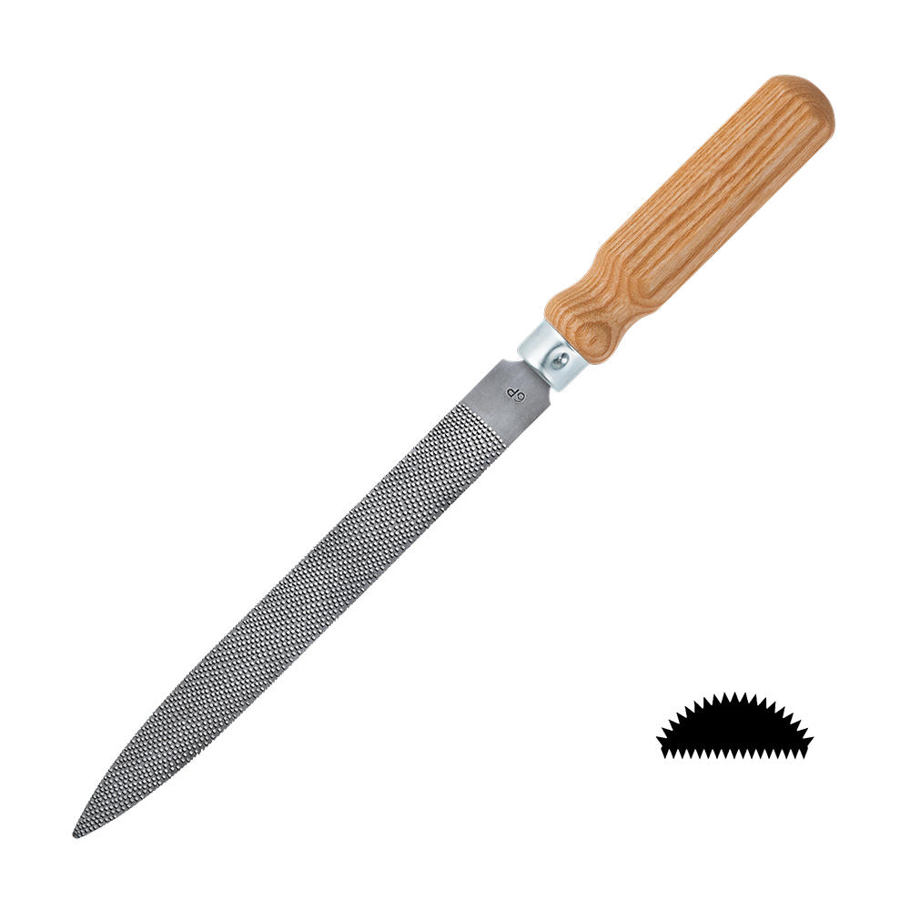 DICTUM® Präzisionsraspel »Flat Cut«, Halbrund, mit Griff, Hieb 6, Hieblänge 200