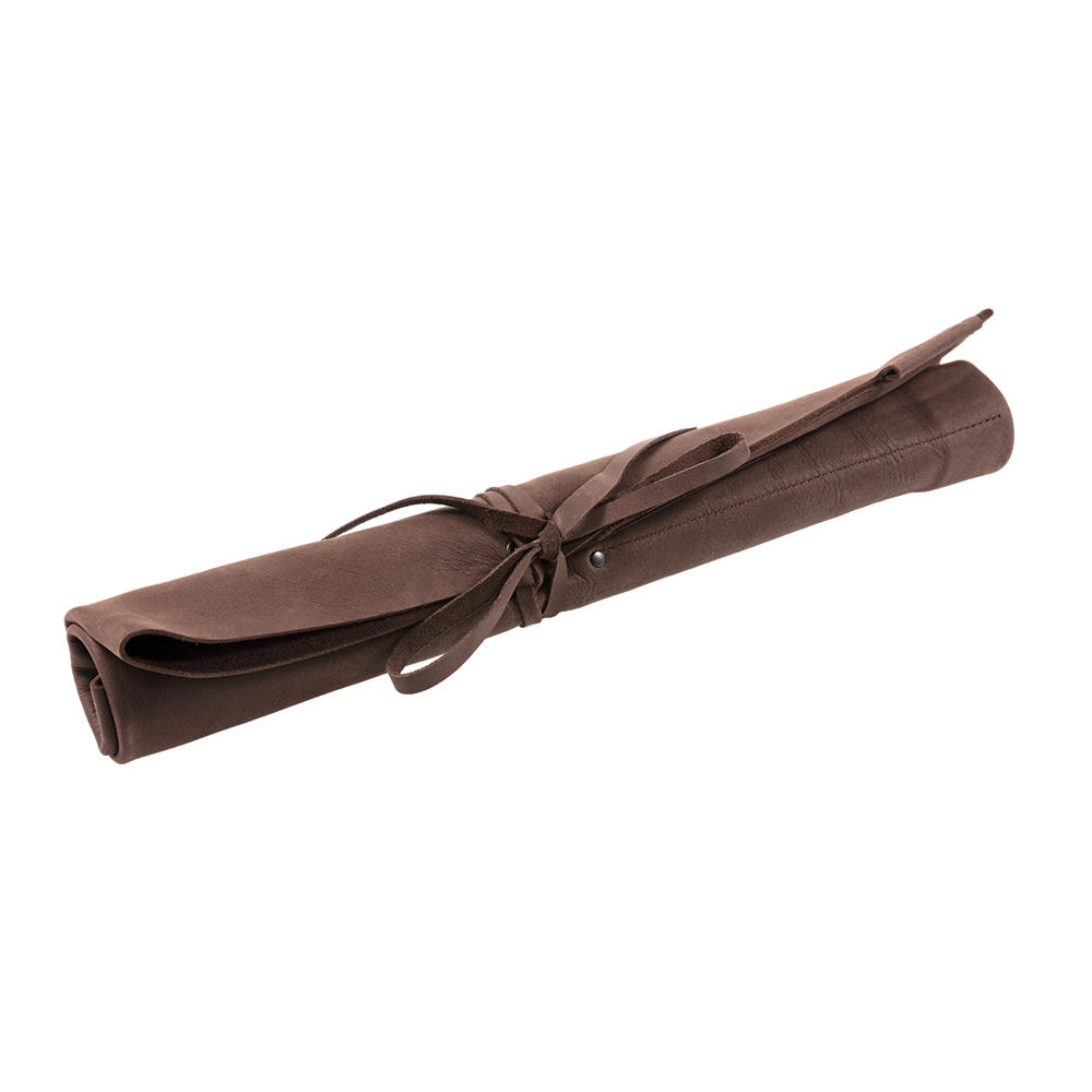 Messer-Rolltasche, Rindsleder, 4 Fächer, braun