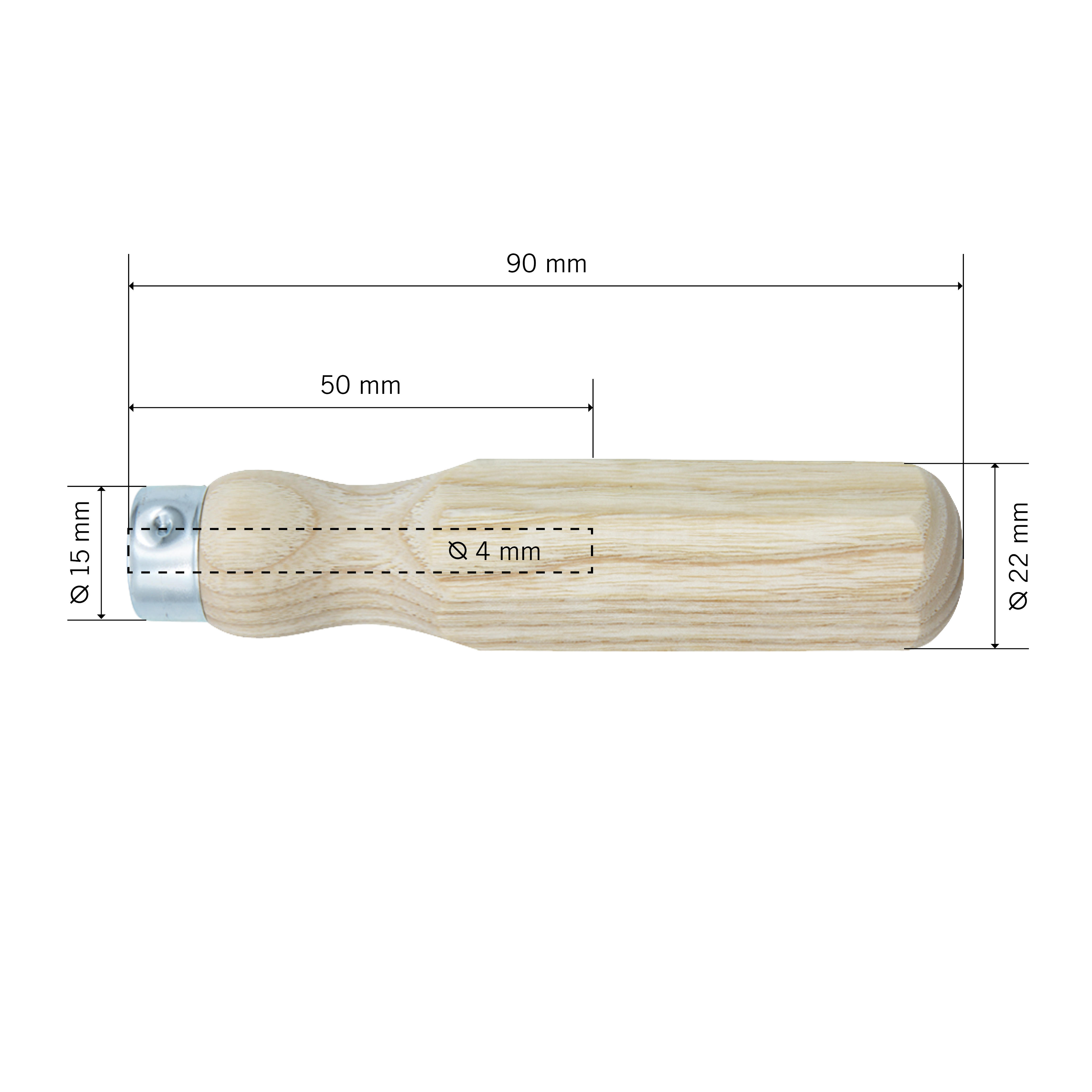 Universal Handle, Ash, Ferrule Diameter 15 mm