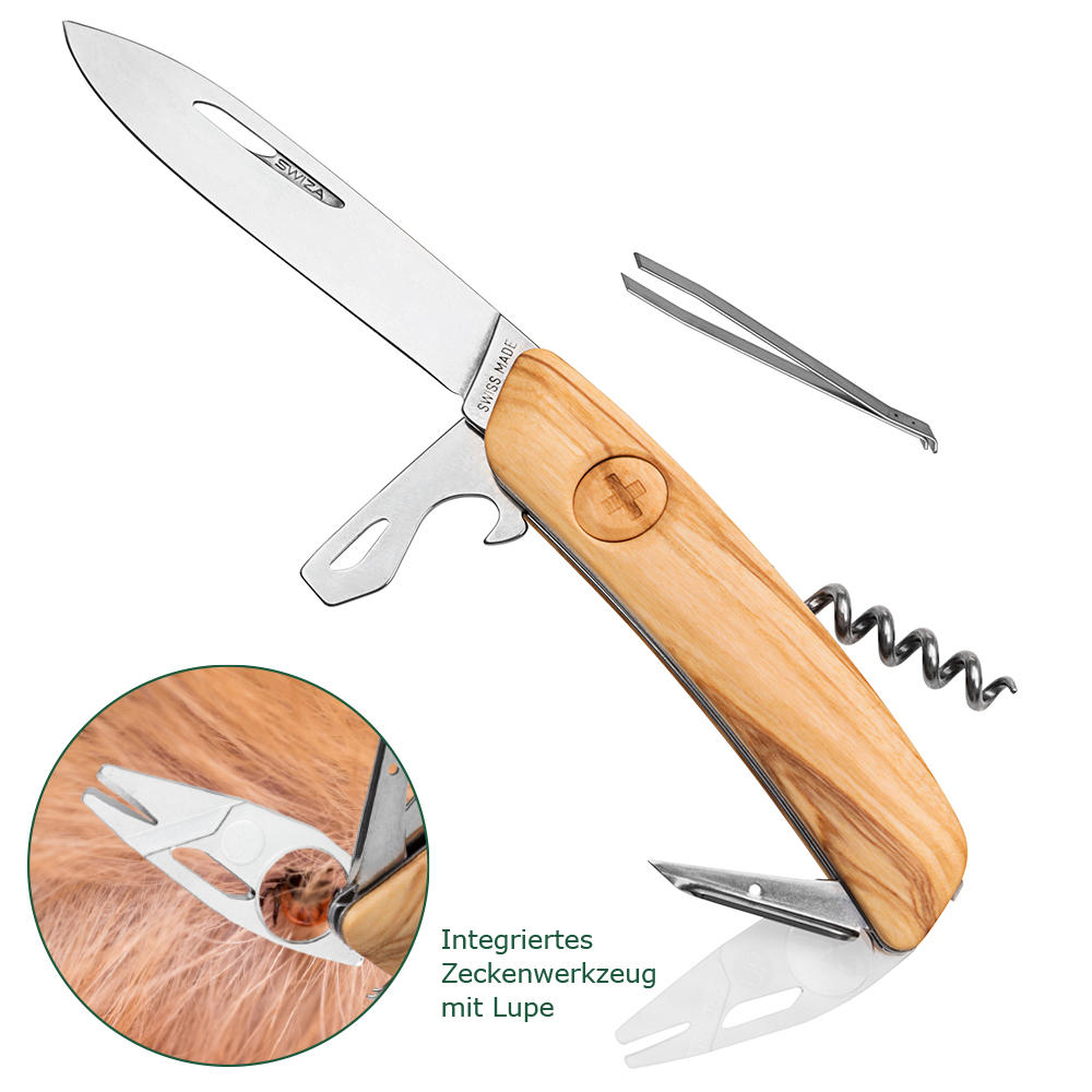 SWIZA® Pocket Knife Tick Tool Wood, Olive