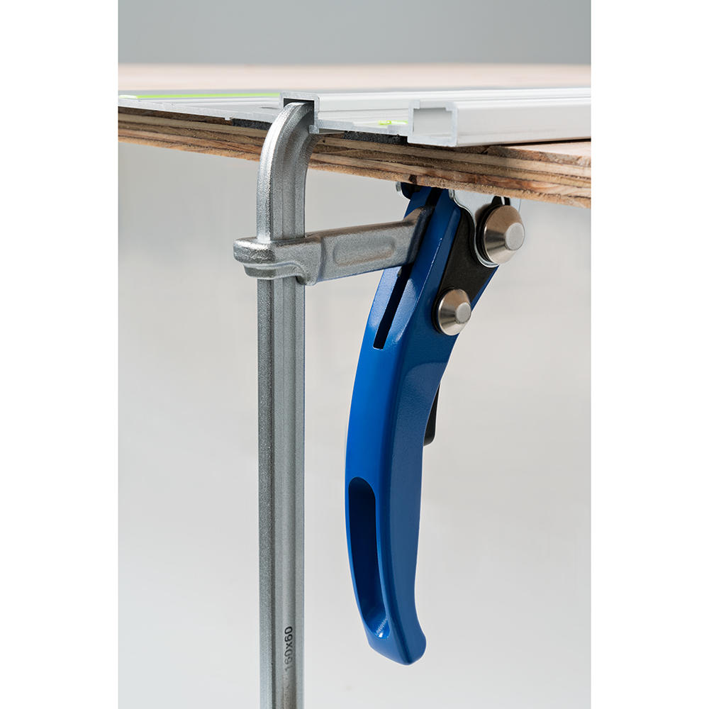 DICTUM® Hebelzwinge für Führungsschienen, Ausladung 60 mm, Spannweite 200 mm