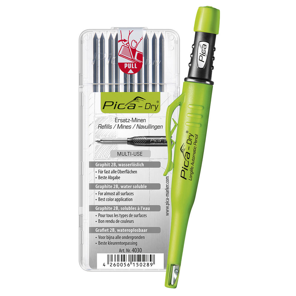 Pica DRY Longlife Automatic Pen, Set, Graphite Leads, Removable 