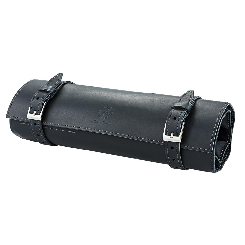 Lederrolltasche für Klappmesser, 24 Fächer, schwarz