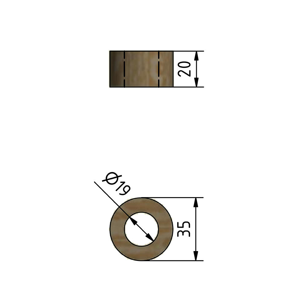 Douille filetée, érable, filetage Ø 19 mm