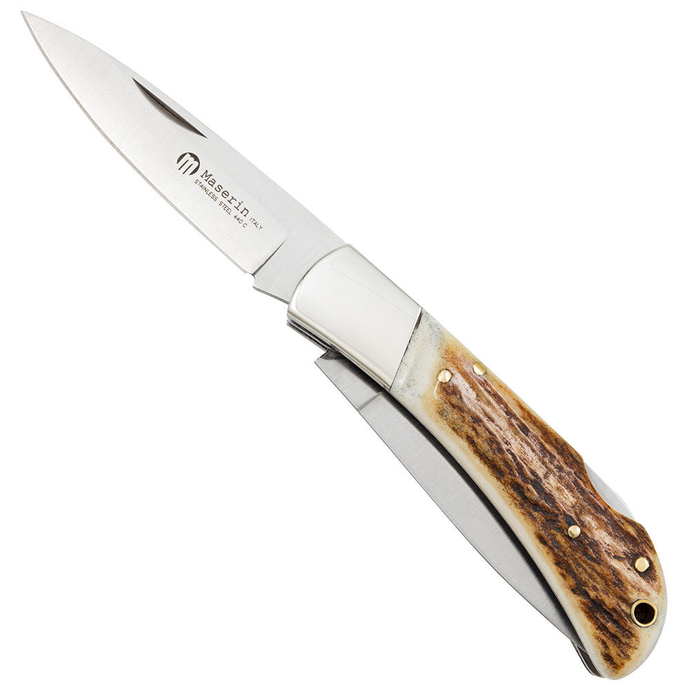 Maserin® Folding Hunting Knife, 2-Piece Set, Stag Horn