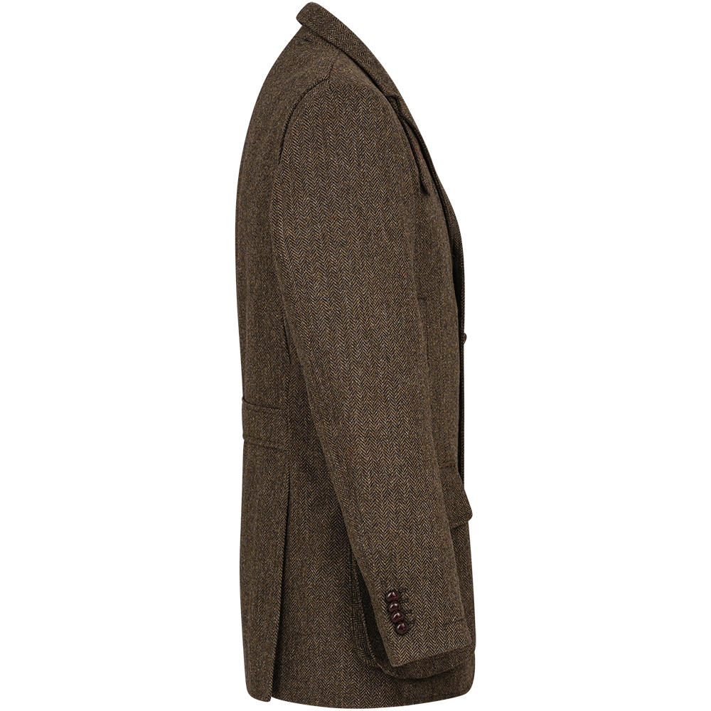Veste de chasse pour homme, motif à chevrons avec carreaux, marron