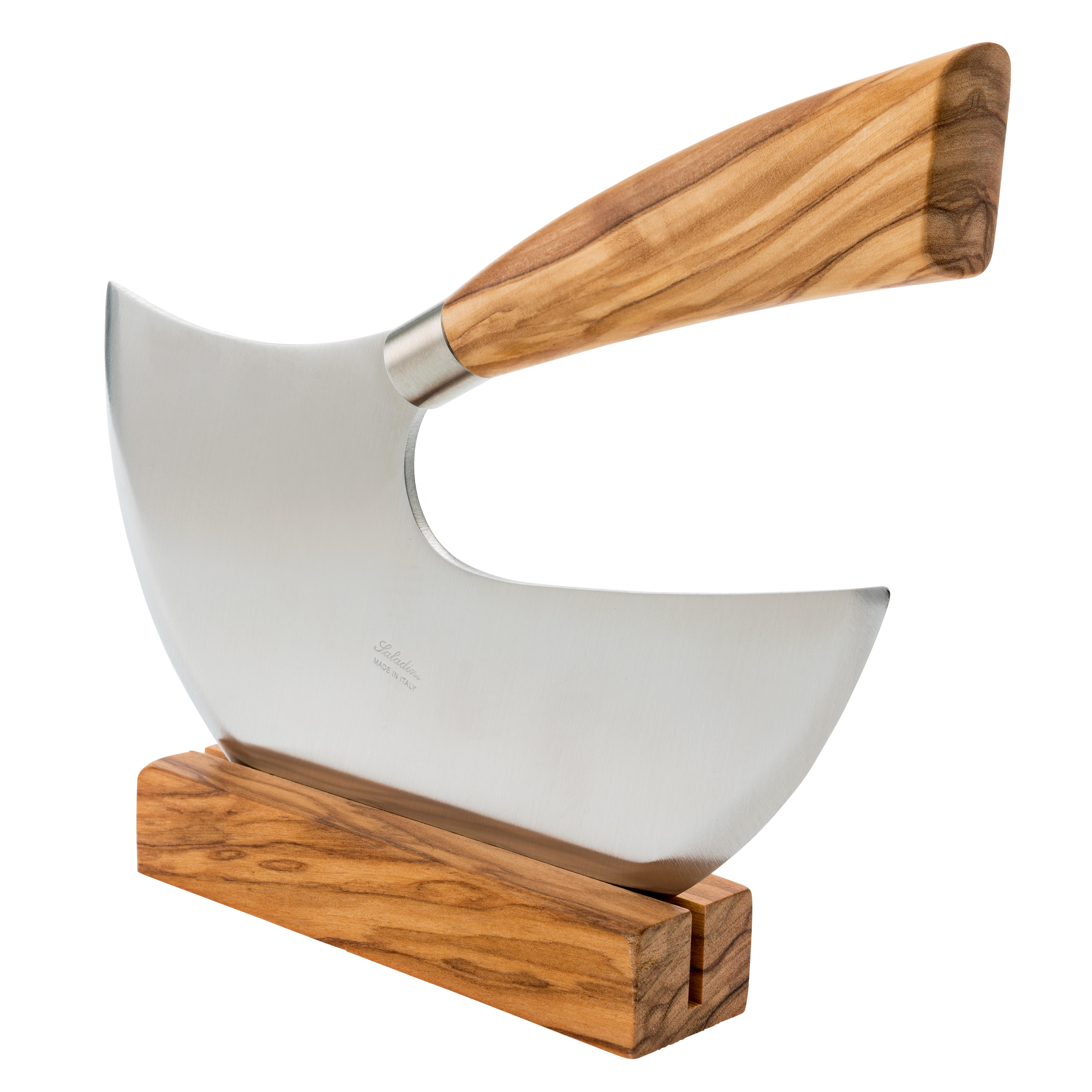 Coltello a mezzaluna Saladini »Sellaio«, legno di ulivo