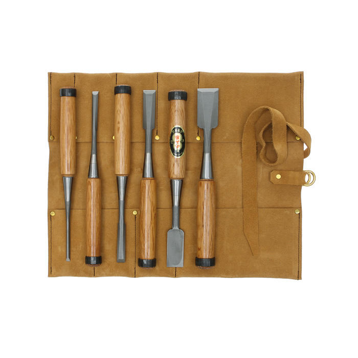 HSS Chisels for Cabinetmakers, 6-Piece Set in Leather Tool Roll
