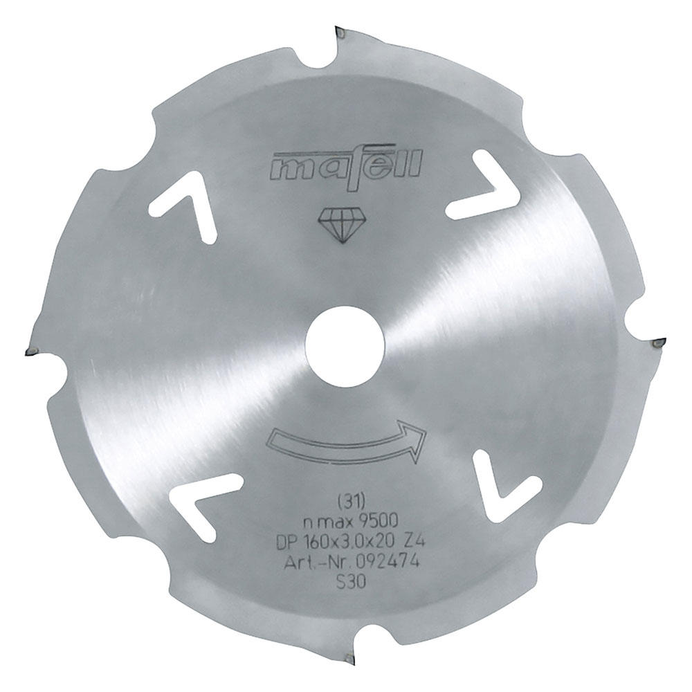 Lame scie diam. MAFELL 160 x 2,4/3,0 x 20 mm/4 dents, dent. plate/ dent. trap.
