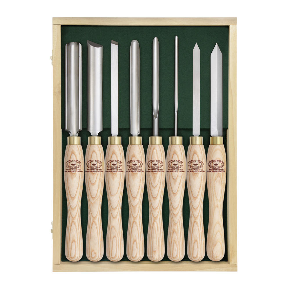 Crown® Drechseleisen-Standard-Satz, 8-teilig, Griff geölt
