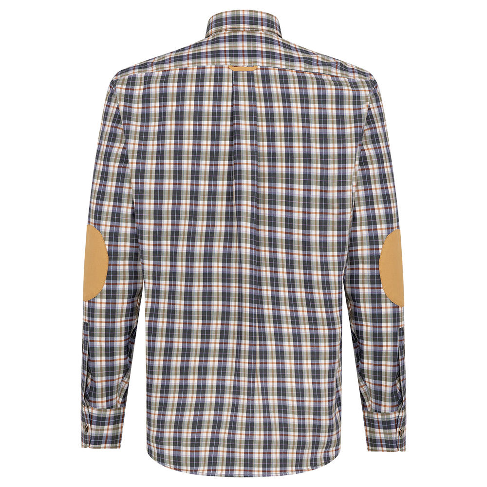 Men's Outdoor Shirt, Chequered, Green/Red Brown