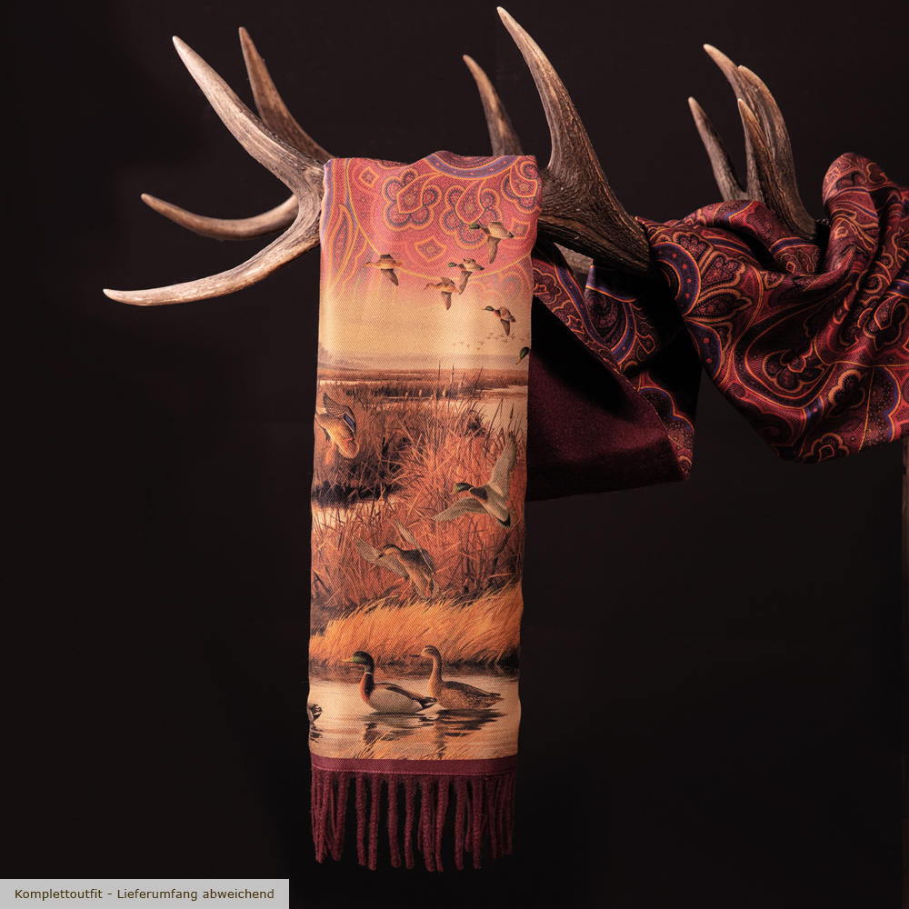Doubleface Scarf, »Duck«, Cashmere/Silk, Burgundy